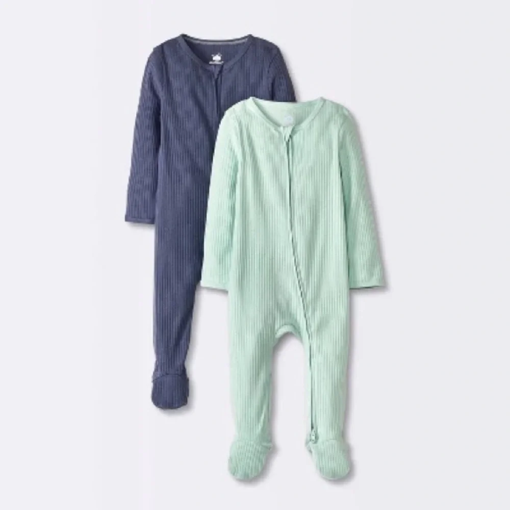 Cloud Island Kids Footies - Navy and Mint